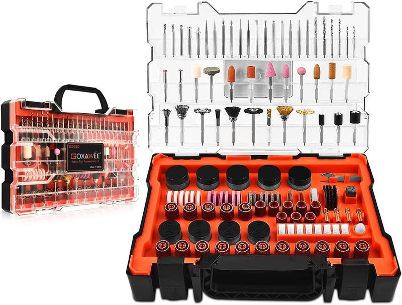 GOXAWEE 480Pcs Rotary Tool Accessories Kit, 1/8 inch Shank Rotary Tool Accessory Set, Multi Purpose Universal Kit for Cutting, Drilling, Grinding, Polishing, Engraving & Sanding - Image 1